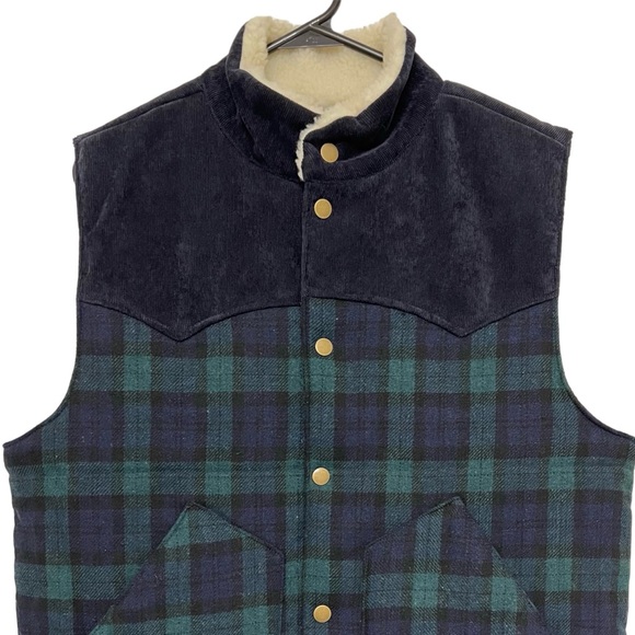 Salt Valley Western Corduroy Puffer Vest Snap Front Tartan Plaid Men's Sz S - Picture 3 of 10